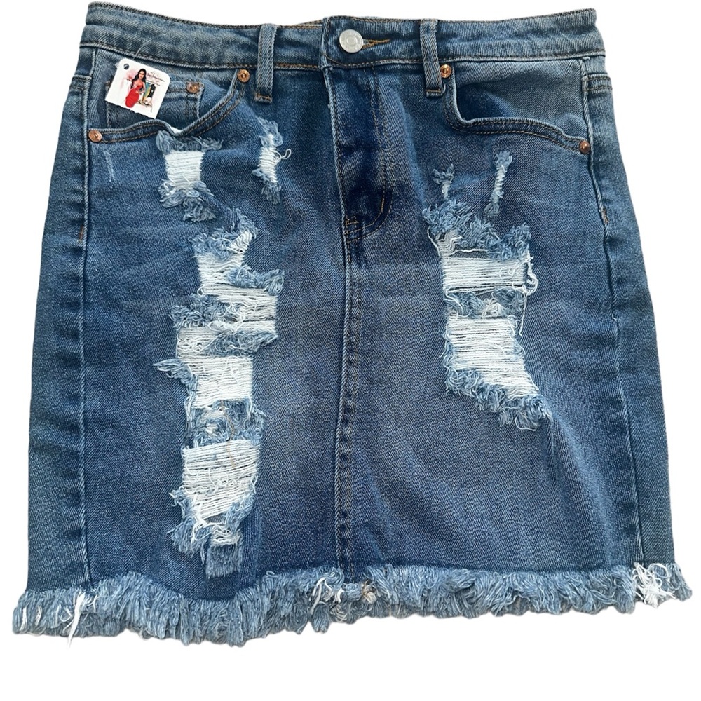 Rue 21 Ripped Mini Denim Women Skirt Size 9/M